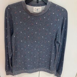 Sol Angeles Navy Heathered Sweatshirt with Multicolor Heart Dots